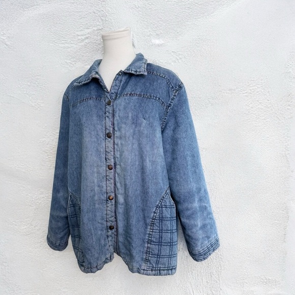 Y2K vintage Denim Button-Up Women's Jacket coastal cowgirl xxxl western - Picture 1 of 10